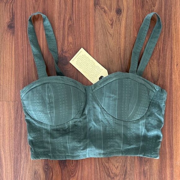 NWT BOG collective olive army green cropped Demi top size S - Picture 1 of 4